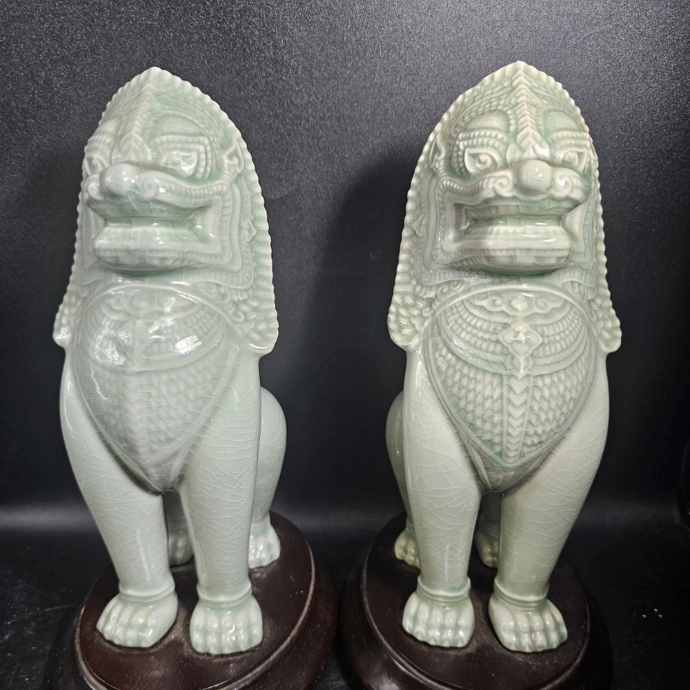 Elegant Jade‎ Green Ceramic Foo Dogs